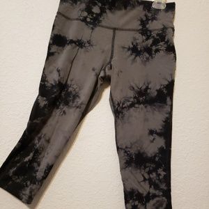 Women's Yoga Leggings Bloom Sz M Black Grey TieDie
